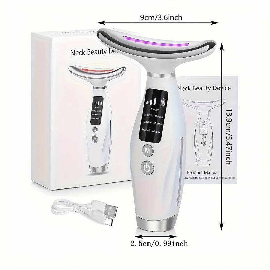 [7-in-1 Beauty Massager] 7-in-1 Sunhill Beauty Massager - Constant Temperature Heating & Vibration Neck & Face Massager, USB Rechargeable - Perfect Gift