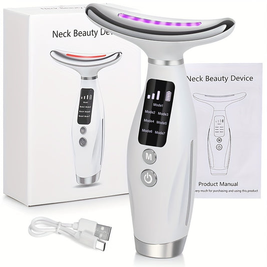 [7-in-1 Beauty Massager] 7-in-1 Sunhill Beauty Massager - Constant Temperature Heating & Vibration Neck & Face Massager, USB Rechargeable - Perfect Gift