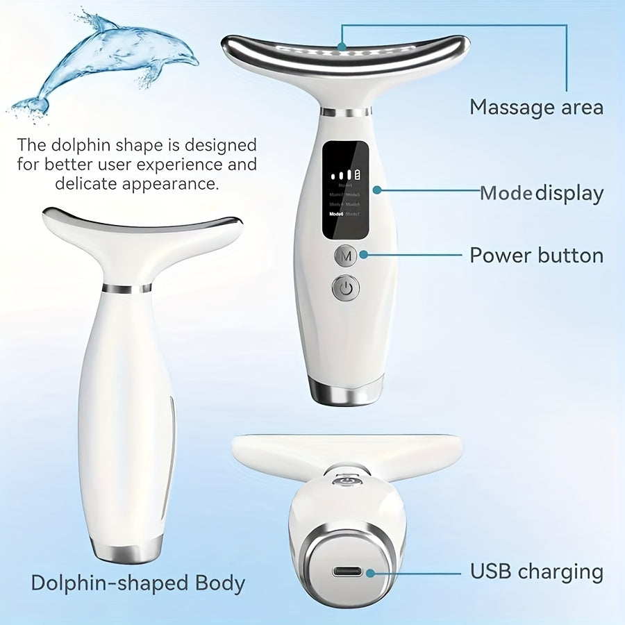 [7-in-1 Beauty Massager] 7-in-1 Sunhill Beauty Massager - Constant Temperature Heating & Vibration Neck & Face Massager, USB Rechargeable - Perfect Gift